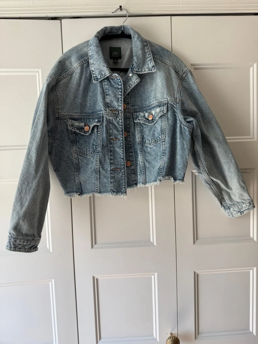 wild fable Light Wash Blue Cropped Denim Jacket - SZ XXS - Picture 2 of 10